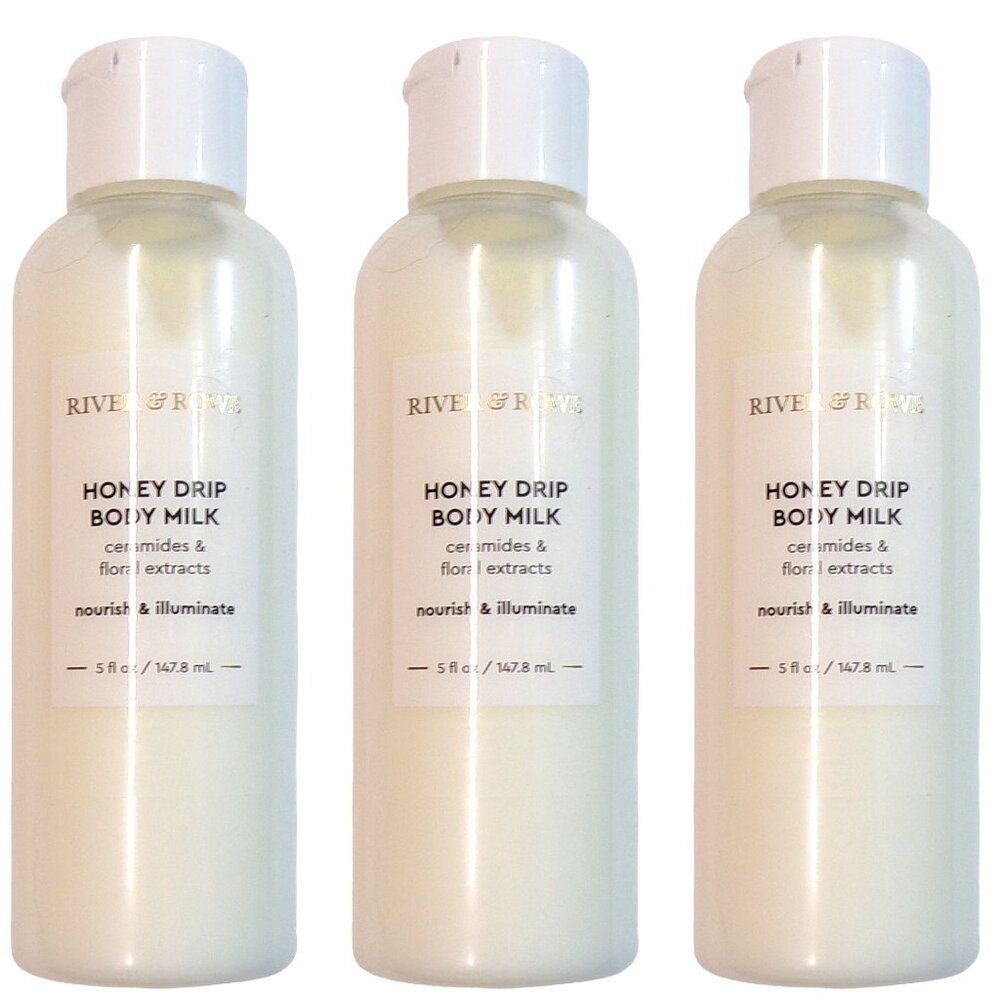 RIVER & ROWE Honey Drip Body Milk Ceramides Floral Extracts Nourish 5 fl oz Set